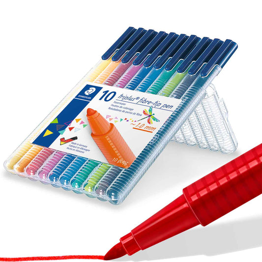 Staedtler Triplus Fibre-Tip Felt Pen Triangular Wallet of 10