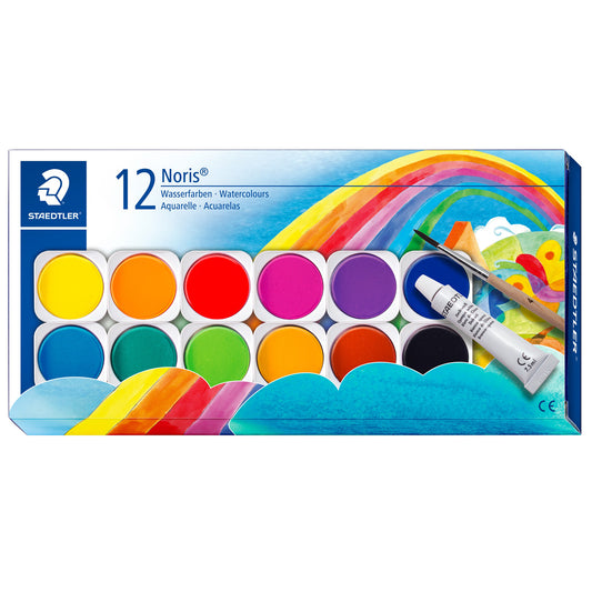 Staedtler Watercolours with Brush & Mixing Palette 12 Shades