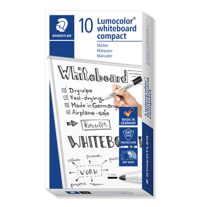 Staedtler Whiteboard Marker 341 Compact Lumocolor Fine Tip Black Box of 10