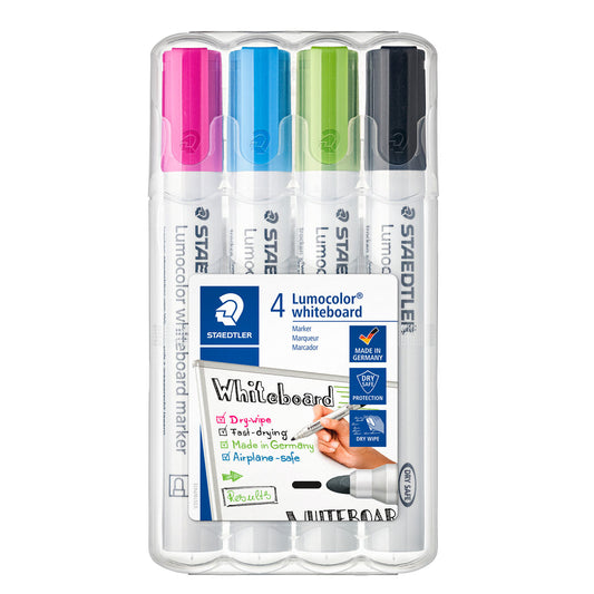 Staedtler Whiteboard Marker 351 WP4-1 Lumocolor Bullet Tip Pack of 4 Assorted