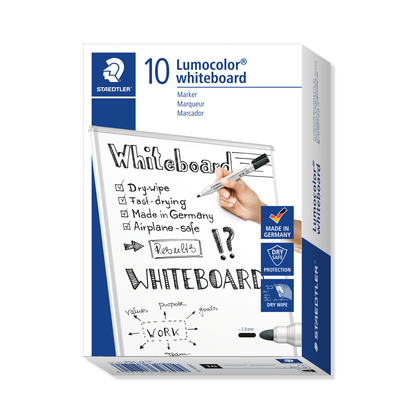 Staedtler Whiteboard Marker Lumocolor Bullet Tip Black Box of 10