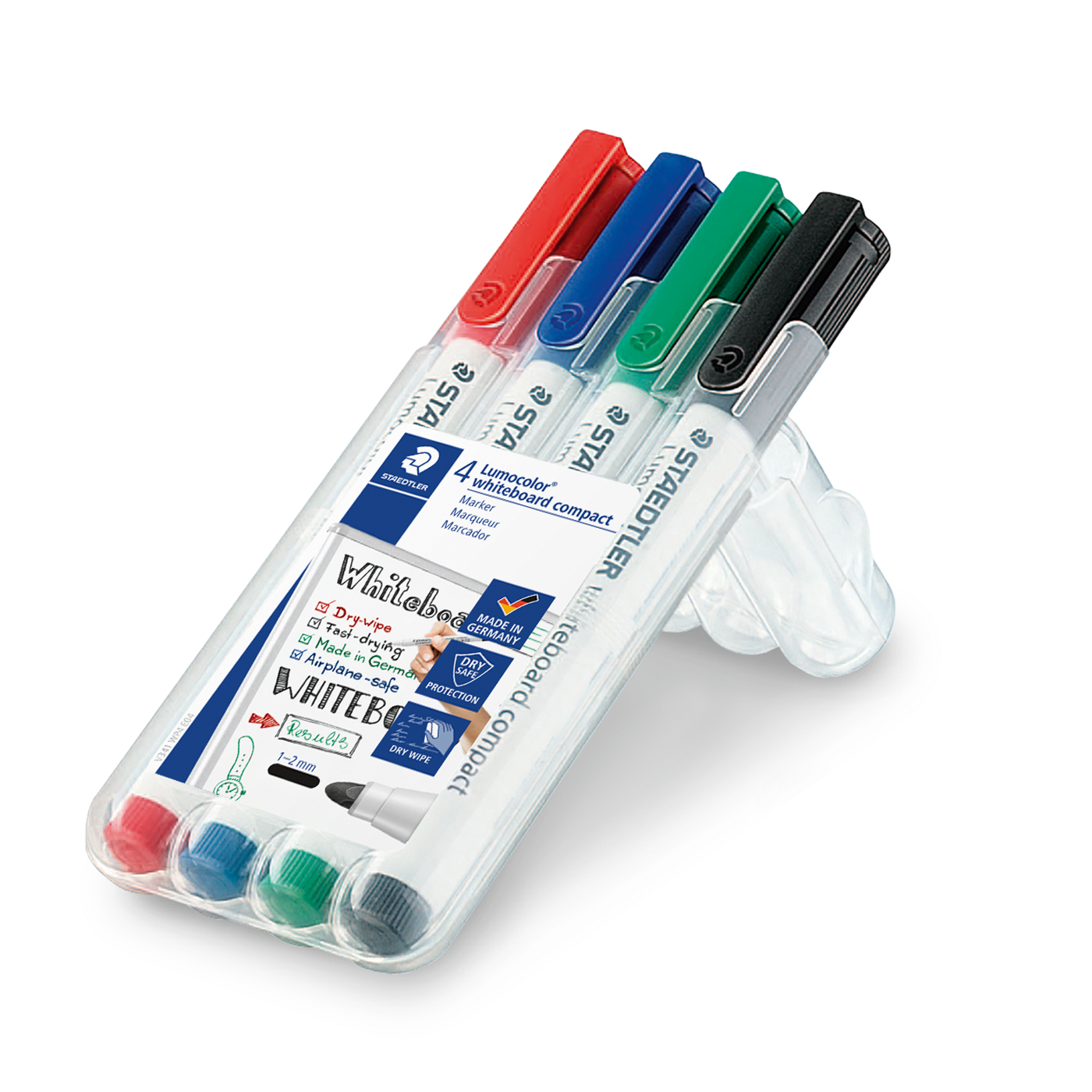 Staedtler Whiteboard Marker Compact Lumocolor Bullet Tip Fine Tip 4 Pack