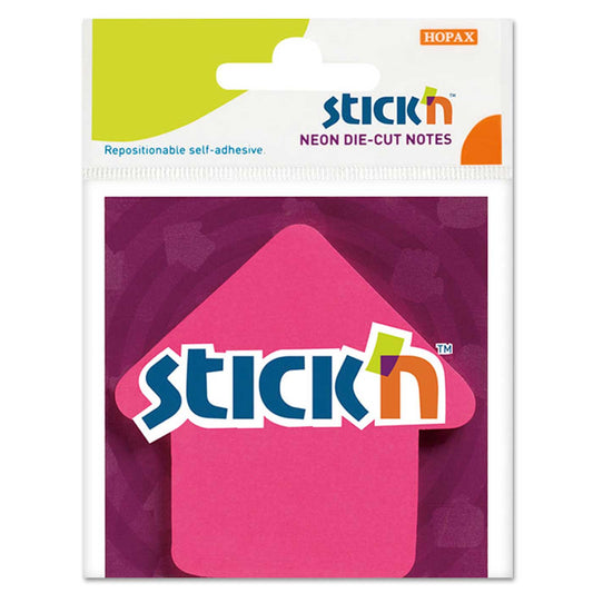Stick 'n Sticky Notes Die Cut 70x70mm 50 Sheets Pink Arrow