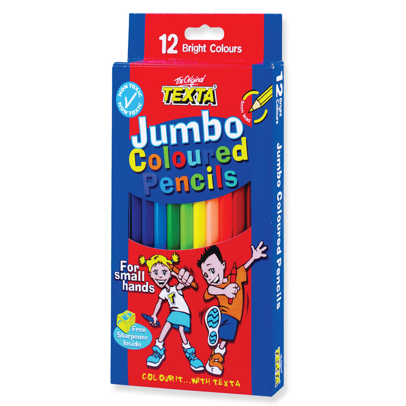 Texta Jumbo Coloured Pencils with Free Sharpener 12 Pack