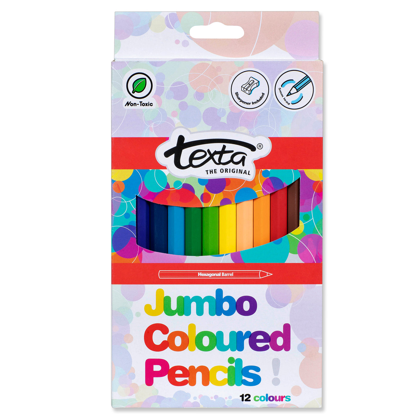Texta Jumbo Coloured Pencils + Free Sharpener 12 Pack