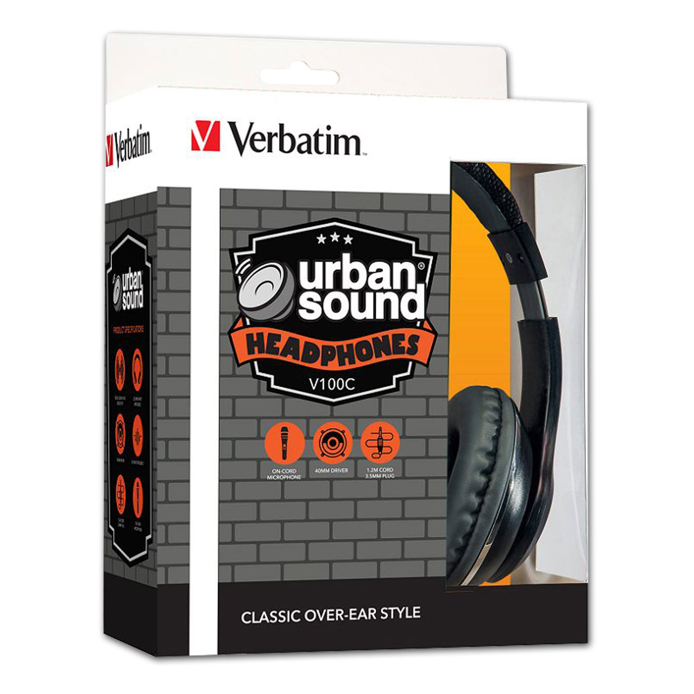 Verbatim Stereo Headphones Urban Sound V100C with Mic Black