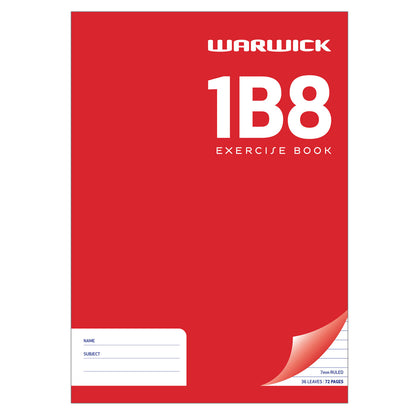 WARWICK EXERCISE BOOK 1B8 36 LEAF A4 UNPUNCHED RULED 7MM