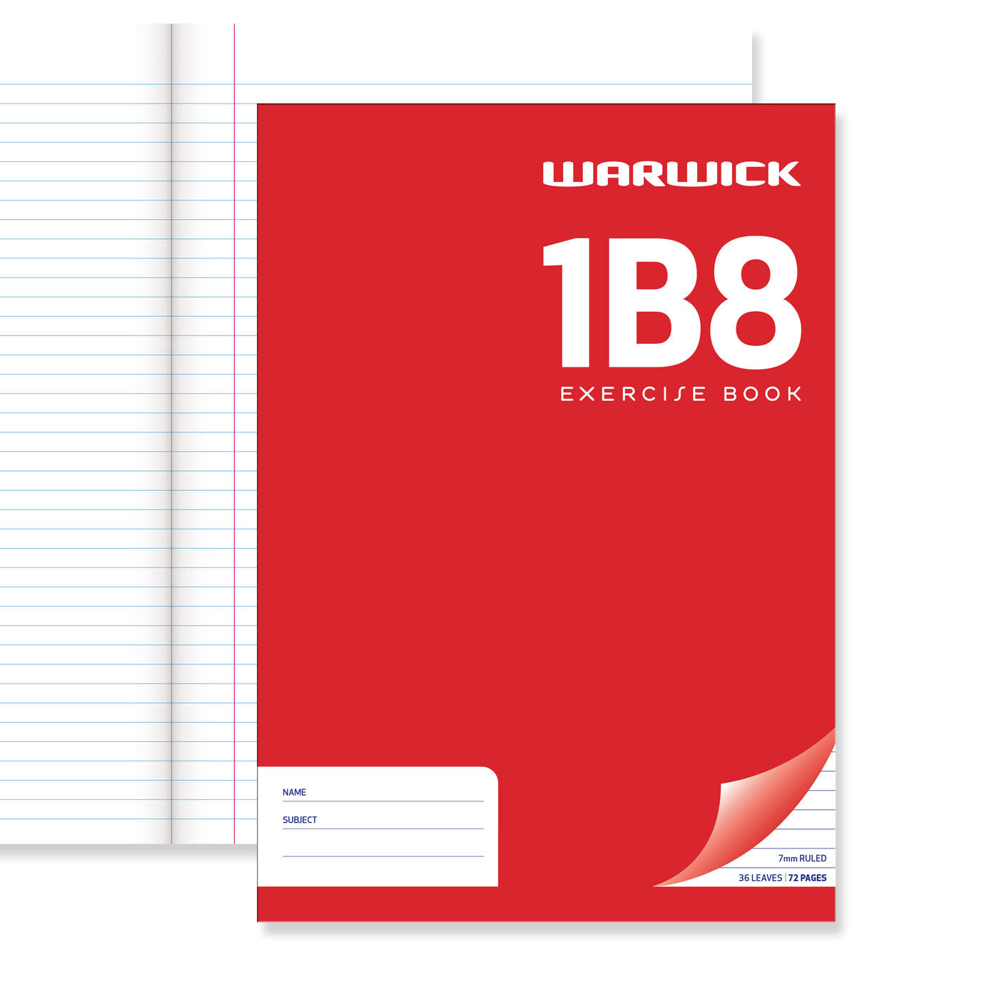 WARWICK EXERCISE BOOK 1B8 36 LEAF A4 UNPUNCHED RULED 7MM