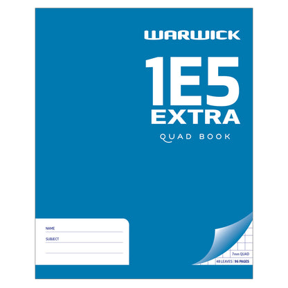 WARWICK EXERCISE BOOK 1E5 48 LEAF EXTRA QUAD 7MM 255X205MM