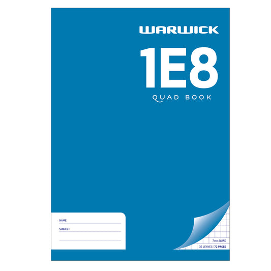 WARWICK EXERCISE BOOK 1E8 36 LEAF A4 QUAD 7MM