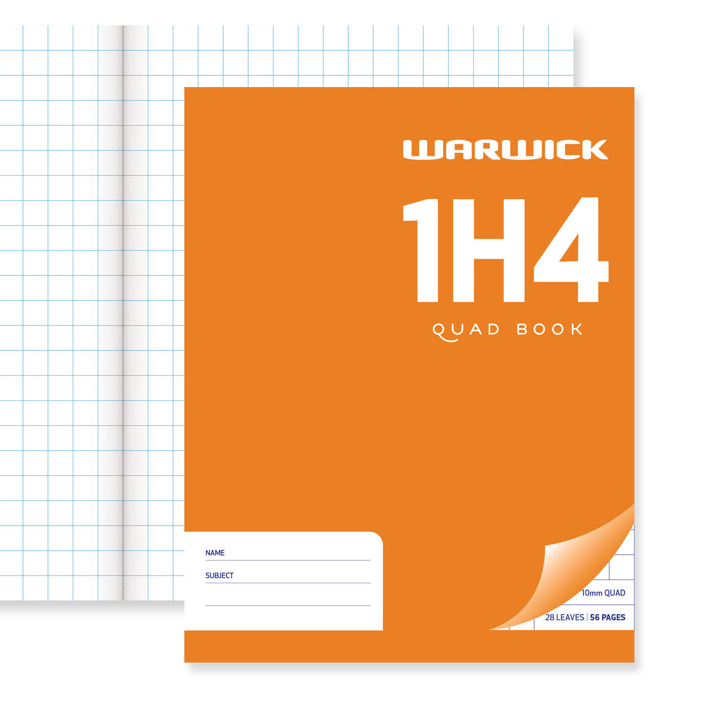 WARWICK EXERCISE BOOK 1H4 28 LEAF QUAD 10MM 230X180MM