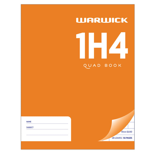 WARWICK EXERCISE BOOK 1H4 28 LEAF QUAD 10MM 230X180MM