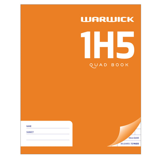 WARWICK EXERCISE BOOK 1H5 36 LEAF QUAD 10MM 255X205MM