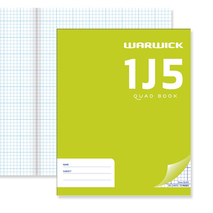 Warwick Exercise Book 1J5 Quad 5 mm 36 Leaf 255 x 205 mm
