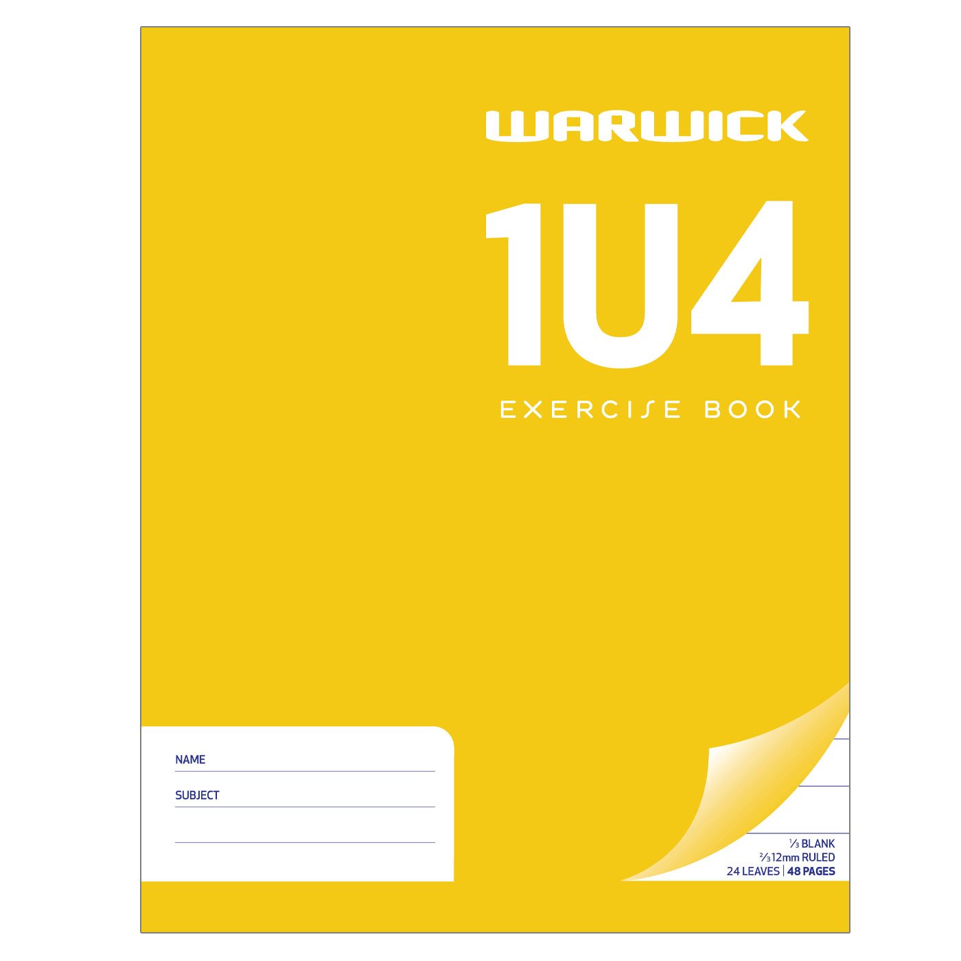 WARWICK EXERCISE BOOK 1U4 24 LEAF RULED 2/3 UNRULED 1/3 230X180MM