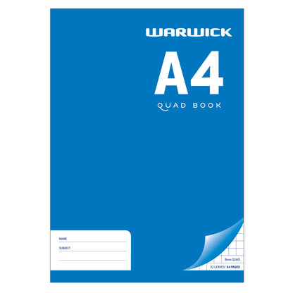 WARWICK EXERCISE BOOK 32 LEAF A4 QUAD 8MM