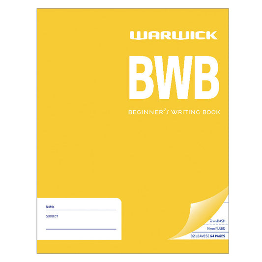 WARWICK LEARN TO WRITE BWB 32 LEAF DASHED 7MM RULED 14MM 230X180MM