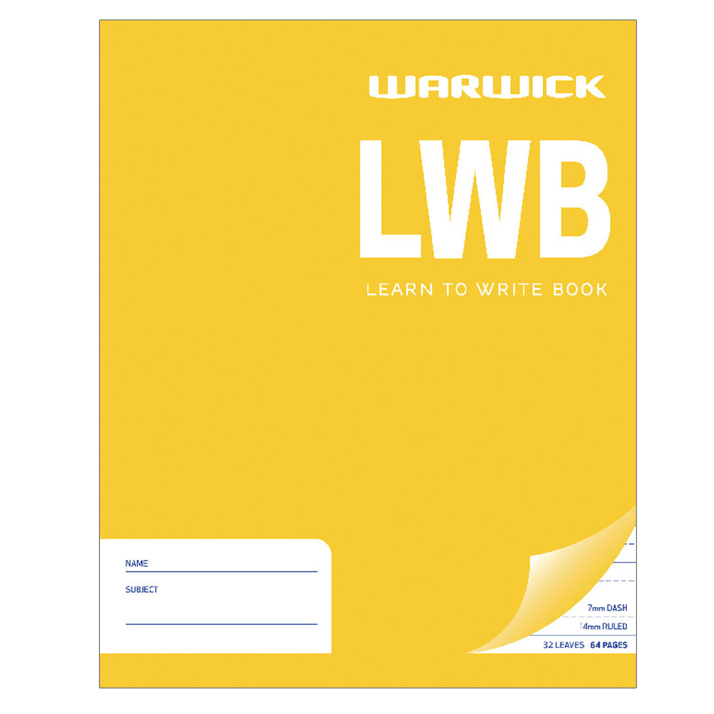 WARWICK LEARN TO WRITE LWB 32 LEAF DASHED 7MM RULED 14MM 255X205MM