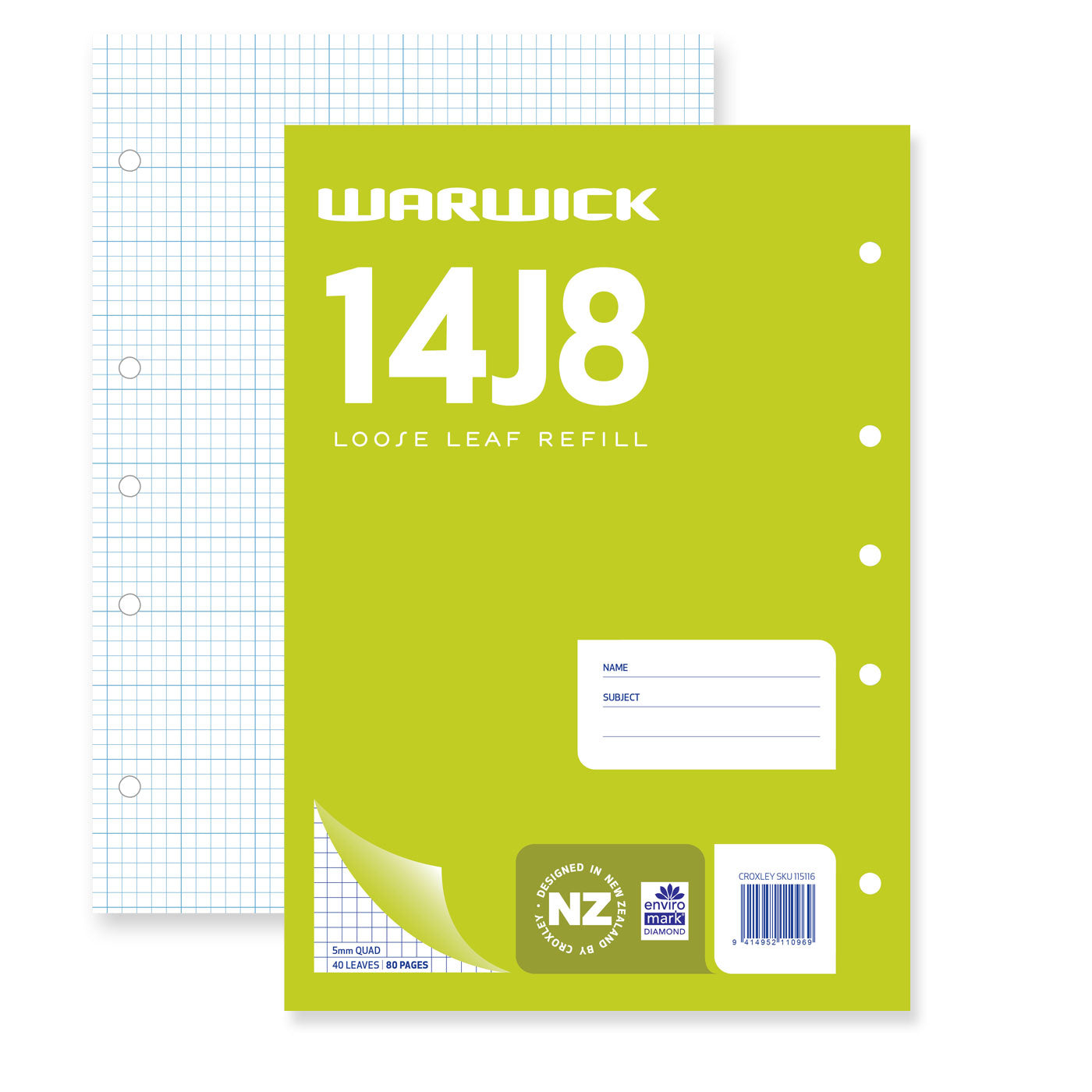 WARWICK REFILL 14J8 LOOSE LEAF 40 LEAF A4 5MM