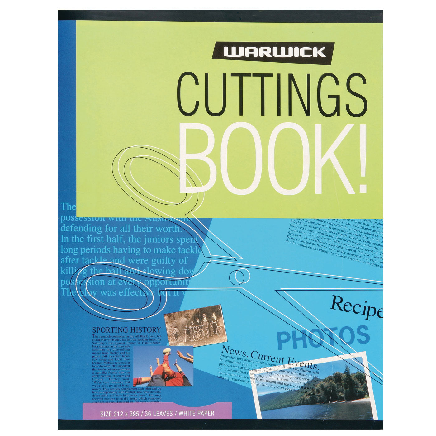 WARWICK SCRAPBOOK CUTTINGS 36 LEAF WHITE PAGES 395X312MM