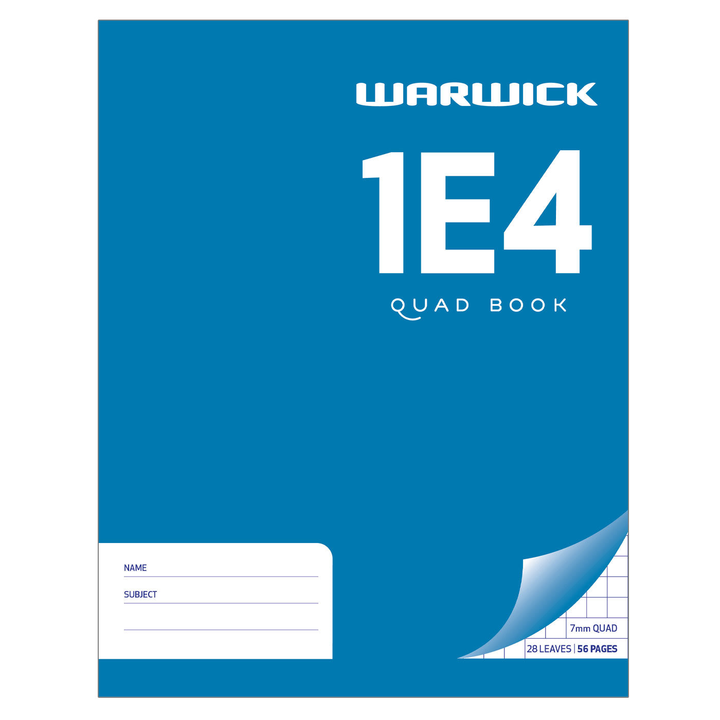 Warwick 1E4 Exercise Book 7 mm Quad Maths 28 Leaves