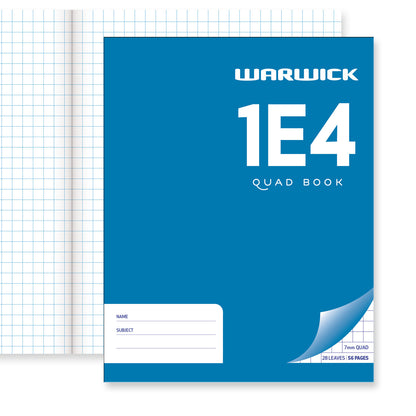 Warwick 1E4 Exercise Book 7mm Quad Maths 28 Leaves