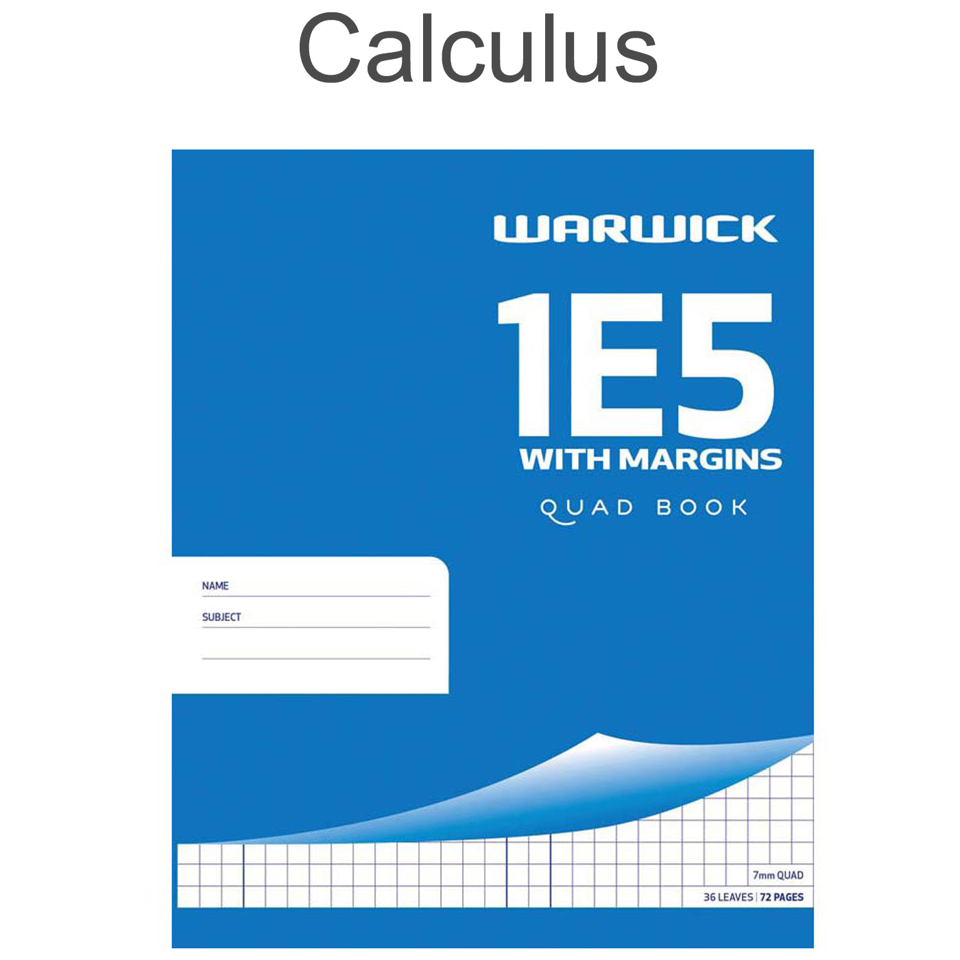 Warwick 1E5 Quad Book (QB) with Margins 36 Leaf 7mm Quad