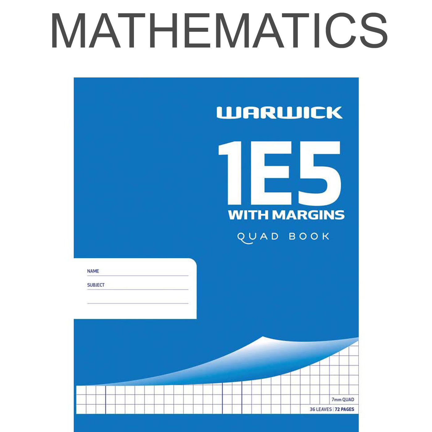 Warwick 1E5 Quad Book (QB) with Margins 36 Leaf 7mm Quad