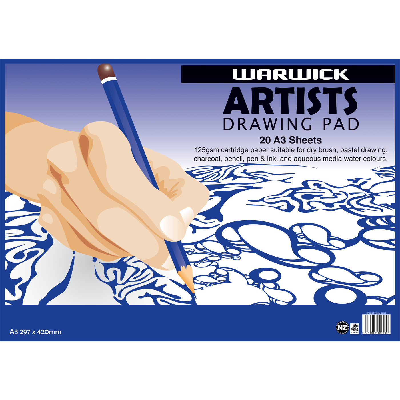 Warwick Artists Drawing Pad A3 20 Leaf 125gsm