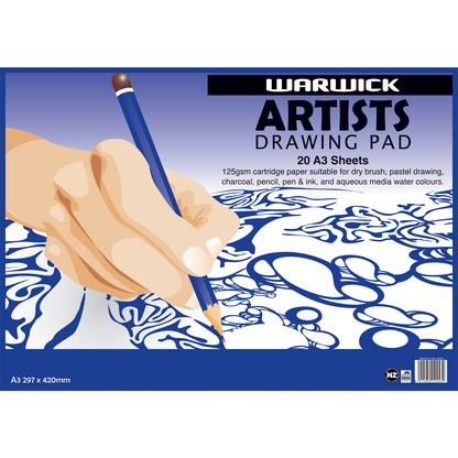 Warwick Artists Drawing Pad A3 20 Leaf 125gsm
