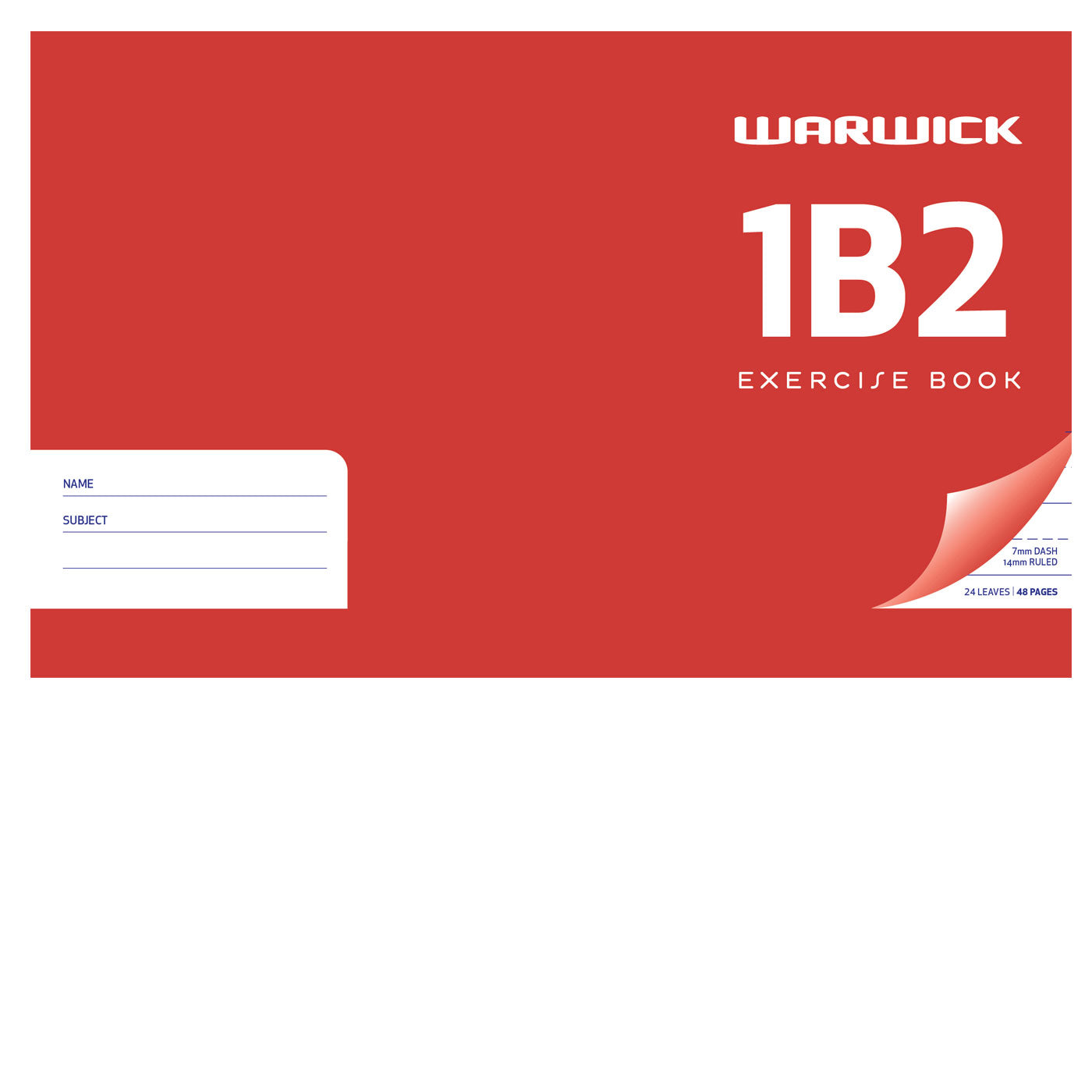 Warwick Exercise Book 1B2 Ruled 14 mm Lined 7 mm Feint 24 Leaf