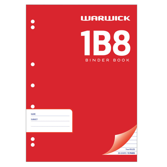 Warwick Exercise Book 1B8 Punched 36 Leaf