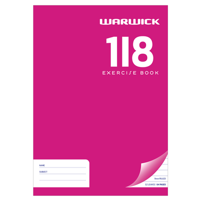 Warwick Exercise Book 1I8 9 mm Ruled 32 Leaf A4