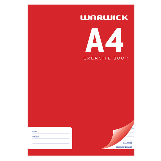 Warwick A4 Exercise Book Ruled 8mm 64 Pages