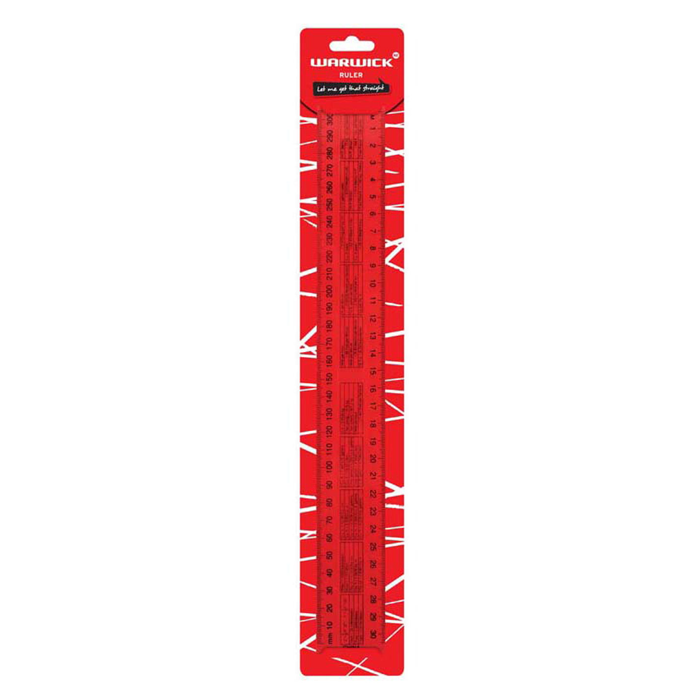 Warwick Ruler Clear Plastic with Conversions 30cm