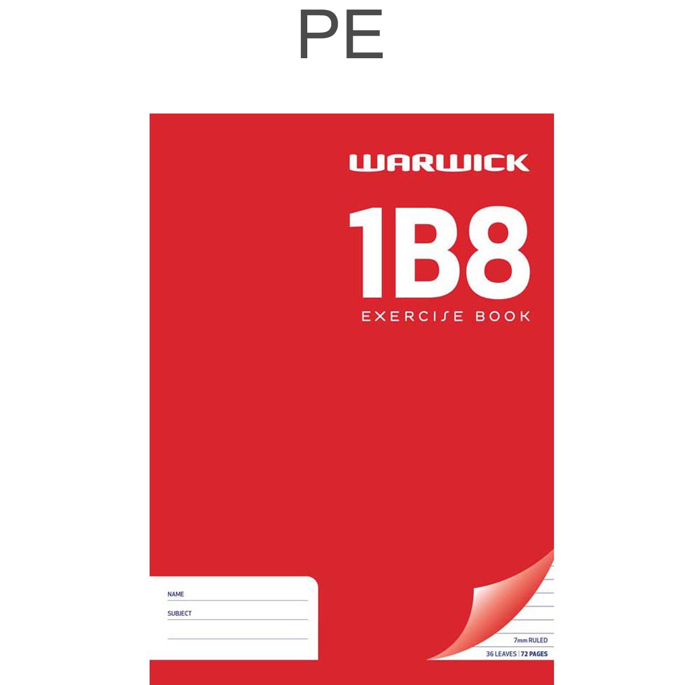 Warwick 1B8 Exercise Book WA4 36 Leaf A4 Unpunched Ruled 7mm