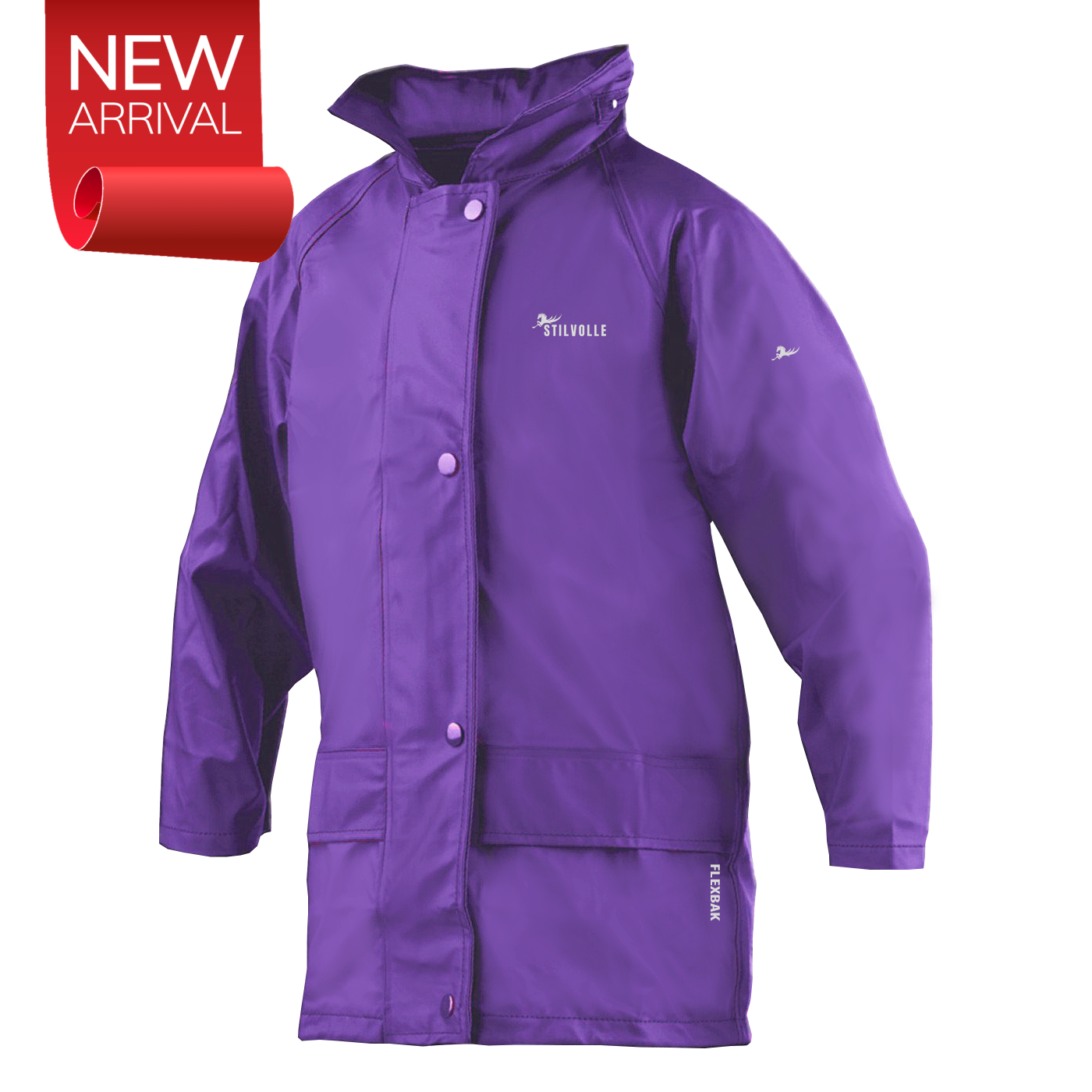 Stilvolle Kids Raincoat 100% Waterproof Hooded Purple Size 4 to 14