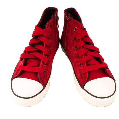 Classic Ankle High Zip & Lace School Shoes Red - School Depot NZ